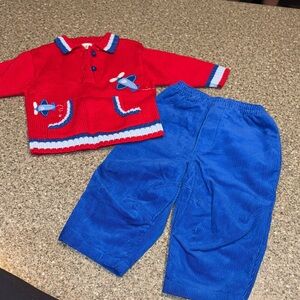 Vintage baby ur it airplane sweater and corduroy pants